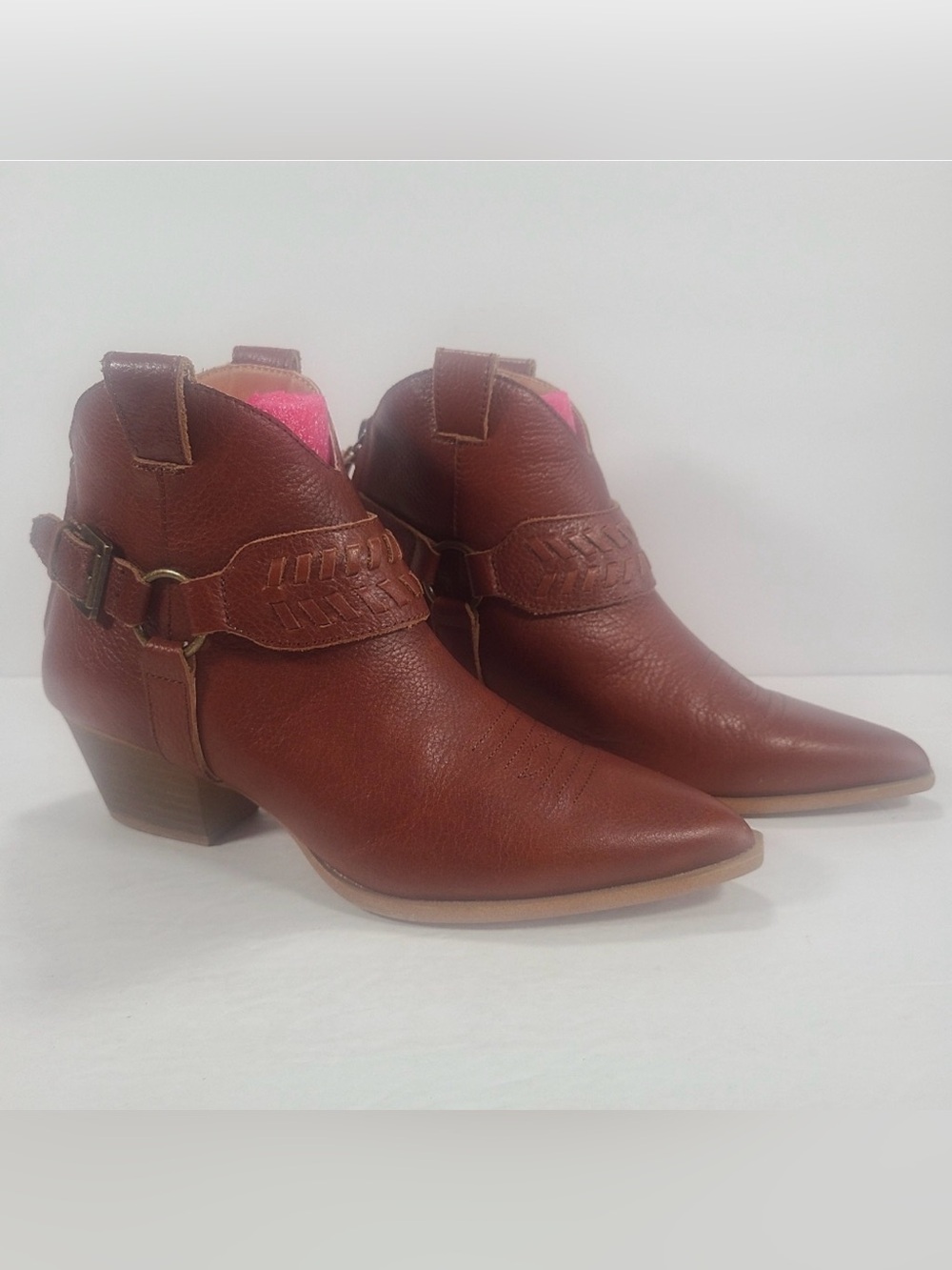 Dingo Keepsake Cognac Western Cowboy Ankle Boots Boho Coastal Cowgirl Size 9.5M
